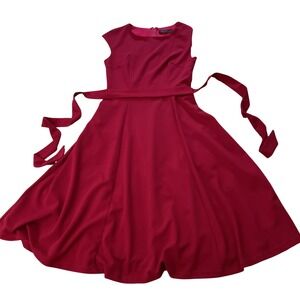 Dress Tells Womens Red Fit and Flare Sleeveless Cocktail Party Dress Size M
